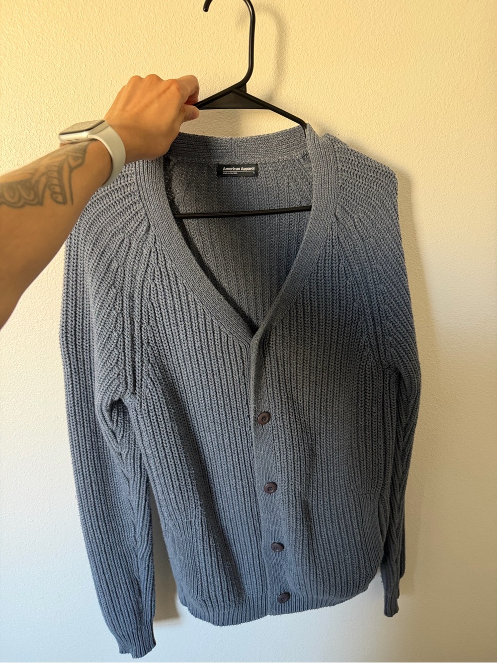 American Apparel Women’s Heather Gray Ribbed Button Cardigan